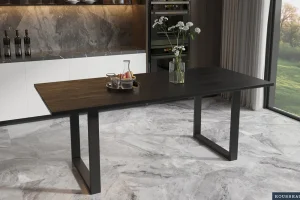 Rousseau - Tafel Nicola 200 cm Rechthoekig Mango hout zwart - 76x200x100cm | Belga Meubelen Clearance