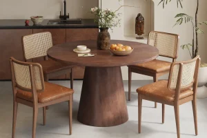 Rousseau - Tafel Tommy 130 cm Rond Mango hout Bruin - 77x130x100cm | Belga Meubelen Fashion