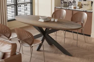 Rousseau - Tafel Tommy 220x100 cm Ovaal Spider-Poot Mango hout Tabaco - 77x220x100cm | Belga Meubelen Clearance