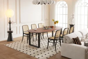 Rousseau - Tafel Tommy 220x100 cm Deens Ovaal U-Poot Mango hout Bruin - 77x220x100cm | Belga Meubelen Sale
