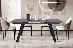 Rousseau - Uitschuifbare tafel Hera 160-240 cm Rechthoekig Steen Zwart - 76x240x90cm | Belga Meubelen Best