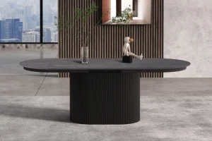 Rousseau - Uitschuifbare tafel Lagos 180-220 cm Ovaal Decor Donkerbruin - 75x220x110 cm | Belga Meubelen Best