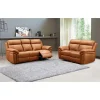 Salon Varese 3 + 2 - Leder - Cognac - 2 elektrische relaxen - | Belga Meubelen Discount