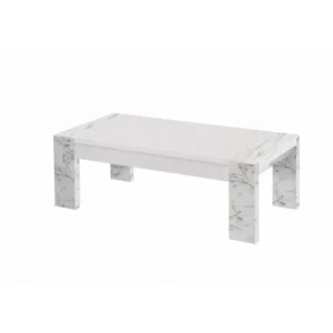 Salontafel Vittoria - Hoogglans - Wit/Marmer - 130x42x66cm | Belga Meubelen Outlet