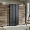 Schuifdeurenkast Toronto - 3 deuren - Houten decor - Glass deur - 300x218x65 cm | Belga Meubelen Discount