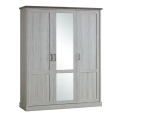 TCY Kleerkast Orlando - 3-draaideuren - Licht eik - Bruine top 172x60x214cm | Belga Meubelen Discount