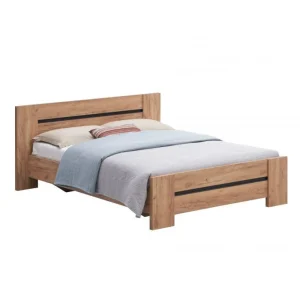 Tweepersoonsbed Odessa - Donkere Eik/Zwart - 160x80x200cm | Belga Meubelen Fashion
