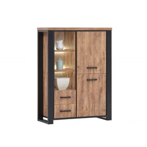 TYC - Barkast Orly - Industri-le Eik - Inclusief ledverlichting - 120x160x45cm | Belga Meubelen New