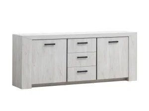 TYC - Dressoir Ozark - Licht Grijze Eik - Zwart Elementen - 220x45x88cm | Belga Meubelen Discount