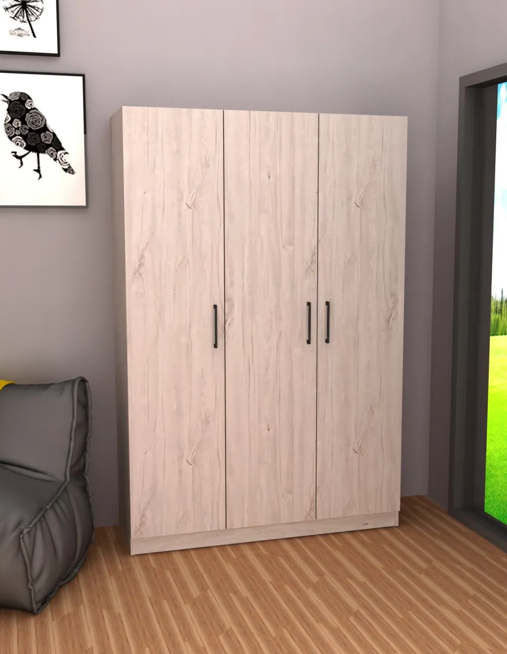 tyc__kleerkast__bergkast__0-9.webp TYC - Kleerkast - bergkast Elmo - 3-draaideur - White Oak- 120x180x40cm | Belga Meubelen Hot