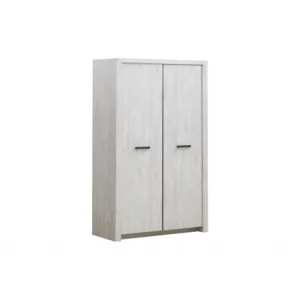 TYC - Kleerkast Ozark - 2 draaideuren - Witte Eik - 126x208x55cm | Belga Meubelen Outlet