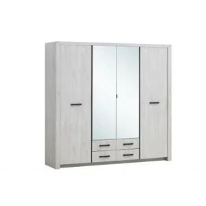 TYC - Kleerkast Ozark - 4 draaideuren - Witte Eik - 218x208x55cm | Belga Meubelen Best