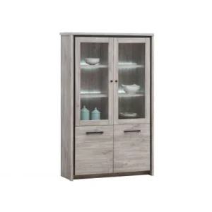 TYC - Vitrine Olympia - Grijze Eik - 115x180x40cm | Belga Meubelen Online