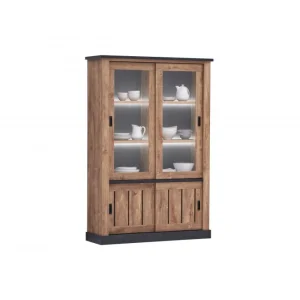 TYC - Vitrine Ottawa - Donkere Eik/Grijs - 135x202x46cm | Belga Meubelen Hot