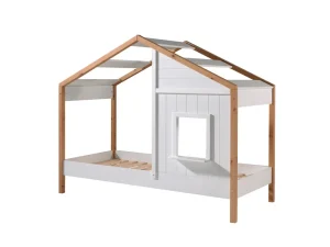 Vipack - Eenpersoonsbed Babs - BSBE9114 - Wit/Natuur - 168,7x106x210cm | Belga Meubelen Sale
