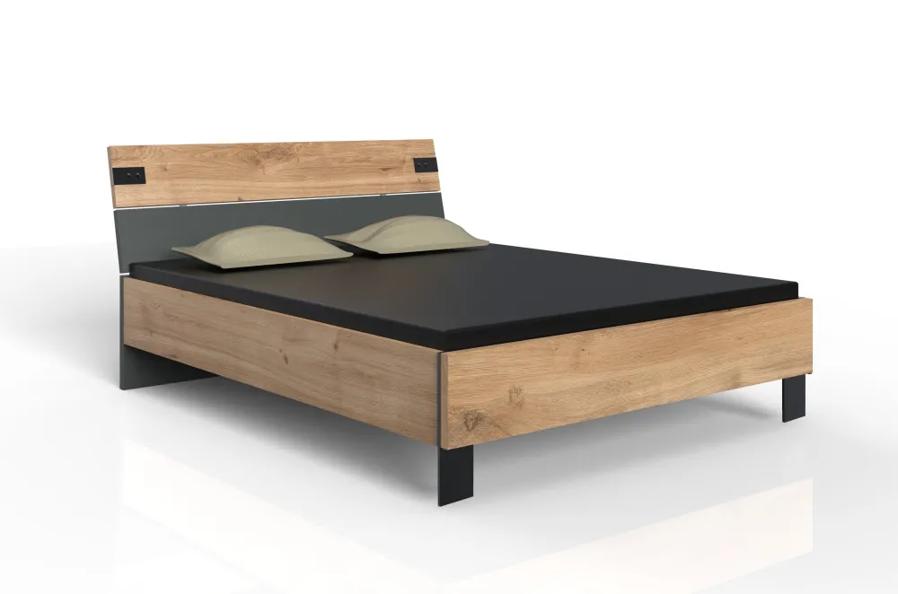 wimex__bed_malmoe__eiken__0.webp Wimex - Bed Malmoe - Eiken en Grafiet decor - 160x200x58cm | Belga Meubelen Hot
