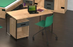 Wimex - Bureau Liverpool - Donkere Eik/Grijs - 140x75x70cm | Belga Meubelen Online