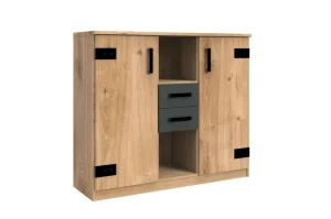 Wimex - Commode Liverpool - Eik/Antraciet - 124x105x41cm | Belga Meubelen Online