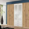 Wimex - Kleerkast Ben - 6-draaideuren - Wit/Eik - 270x210x58cm | Belga Meubelen Hot