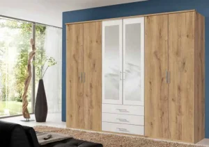 Wimex - Kleerkast Ben - 6-draaideuren - Wit/Eik - 270x210x58cm | Belga Meubelen Hot
