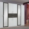 Wimex - Kleerkast Diver - 6 draaideuren - Wit/eik/Grijs- 270x210x58cm | Belga Meubelen Outlet