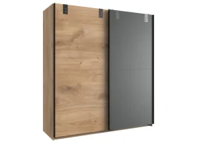 Wimex - Kleerkast Liverpool - 2 schuifdeuren- Donkere Eik/Antraciet - 135x199x58cm | Belga Meubelen Online
