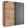 Wimex - Kleerkast Liverpool - 2 draaideuren - Donkere Eik/Antraciet - 180x199x58cm | Belga Meubelen Clearance