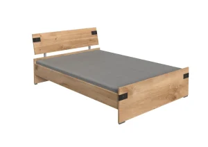 Wimex - Twepeersoonsbed Liverpool - Donkere Eik - 140x85x200cm | Belga Meubelen Clearance