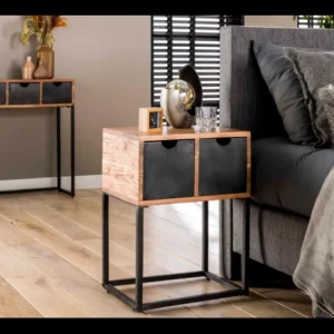 ZST - Nachtkastje Catch - Acacia hout/Metaal - 45x60x35cm | Belga Meubelen Discount