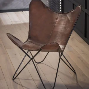 ZST - Vlinderstoel Zaria - Leer - Cognac - 90x68x70cm | Belga Meubelen New